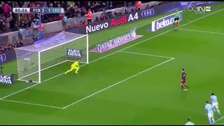 Gol de pênalti ensaiado - Messi e Suárez - Barcelona 6x1 Celta (14/02/2016)