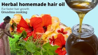 Grandma Makes Herbal Hair Oil - Village Style | Homemade Hair Oil for Strong & Dense Hair