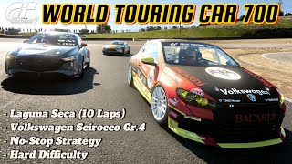 Gran Turismo 7 - World Touring Car 700 (Laguna Seca) | Volkswagen Scirocco Gr.4 (No-Stop Strategy)