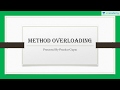 Object Oriented Concepts - Method Overloading