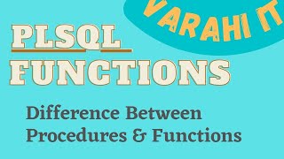 PLSQL Functions | Oracle PLSQL | VARAHI IT
