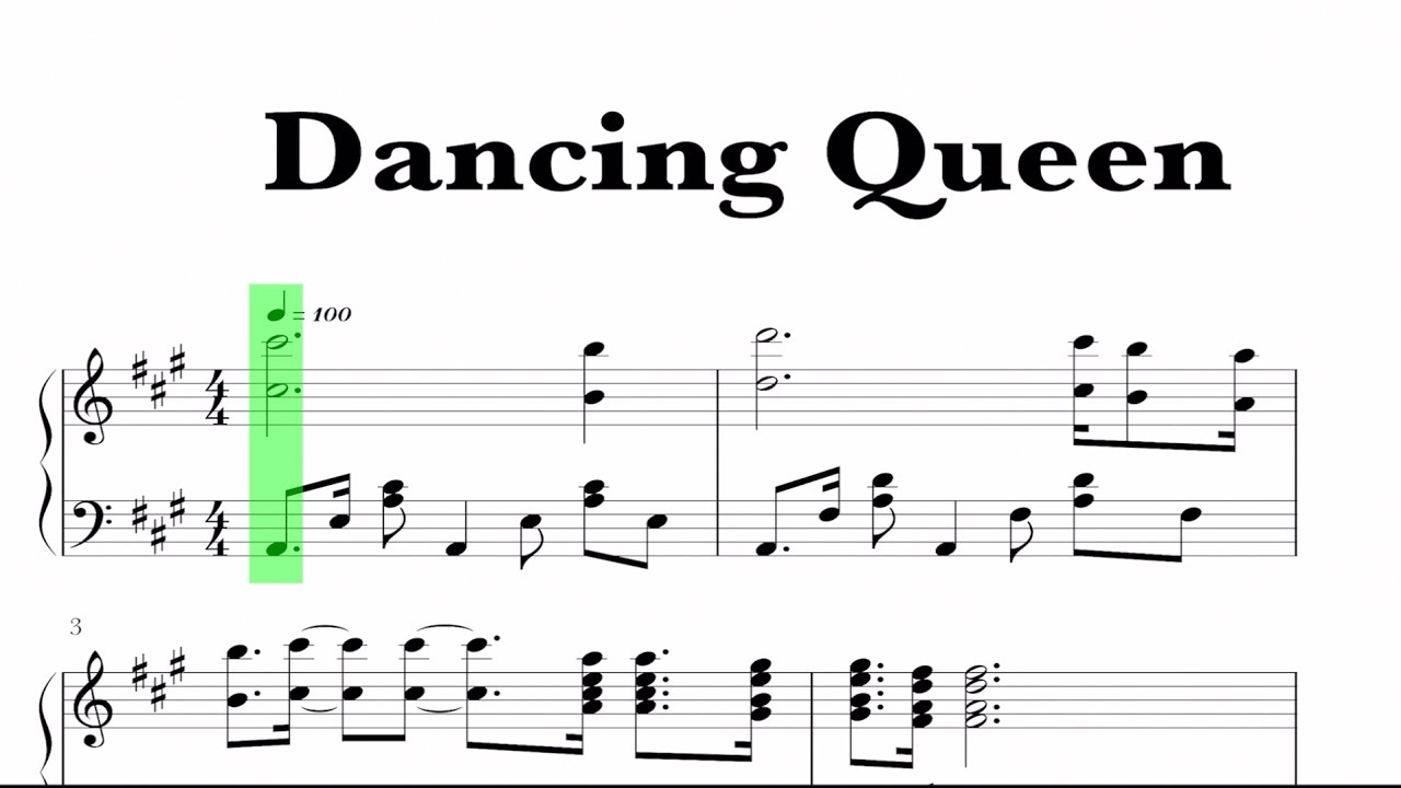 Abba Dancing Queen Sheet Music Youtube Music