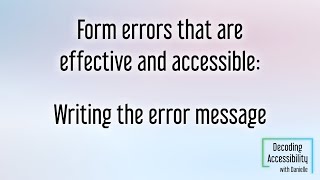 Writing error messages