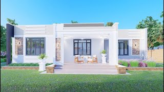 3 Bedroom House Design + Interior Animation | House Plan | 15.9x 15.4 meters | Flat roof