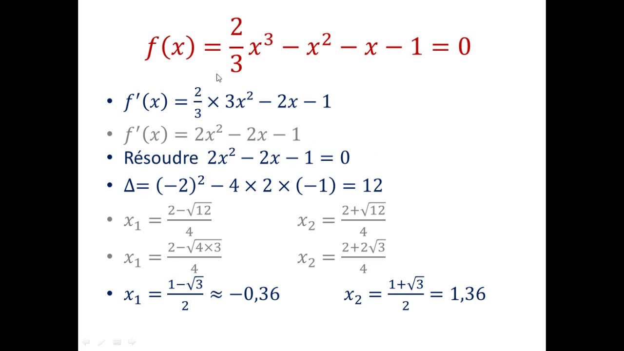 Equation Polynome De Degre 3 & étude De Fonction T-S T-ES 1-S 1-ES ...