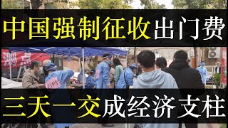 中国强制征收出门费，三天一交成经济支柱。政府宣布建立15分钟采集圈后，百姓需三天一测且全自费，每次至少几十块。国务院推出红绿灯系统筛选机构，容易钱不能让外人赚走（ 单口相声嘚啵嘚之自费检测常态化 ）