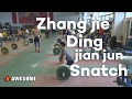 Chinese men weightlifting team  Zhang Jie and Ding Jian jun  training snatch.