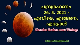 ചന്ദ്രഗ്രഹണം 26. 5. 2021 - എവിടെ, എങ്ങനെ, എപ്പോൾ - Chandra Grahan 2021 Timings