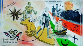 Mahatma Gandhiji ka freedom struggle for independent India PAINTING. Tribute for his contribution.