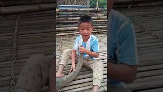 (Talent boy blowing of buffalo horn) at chenmoho