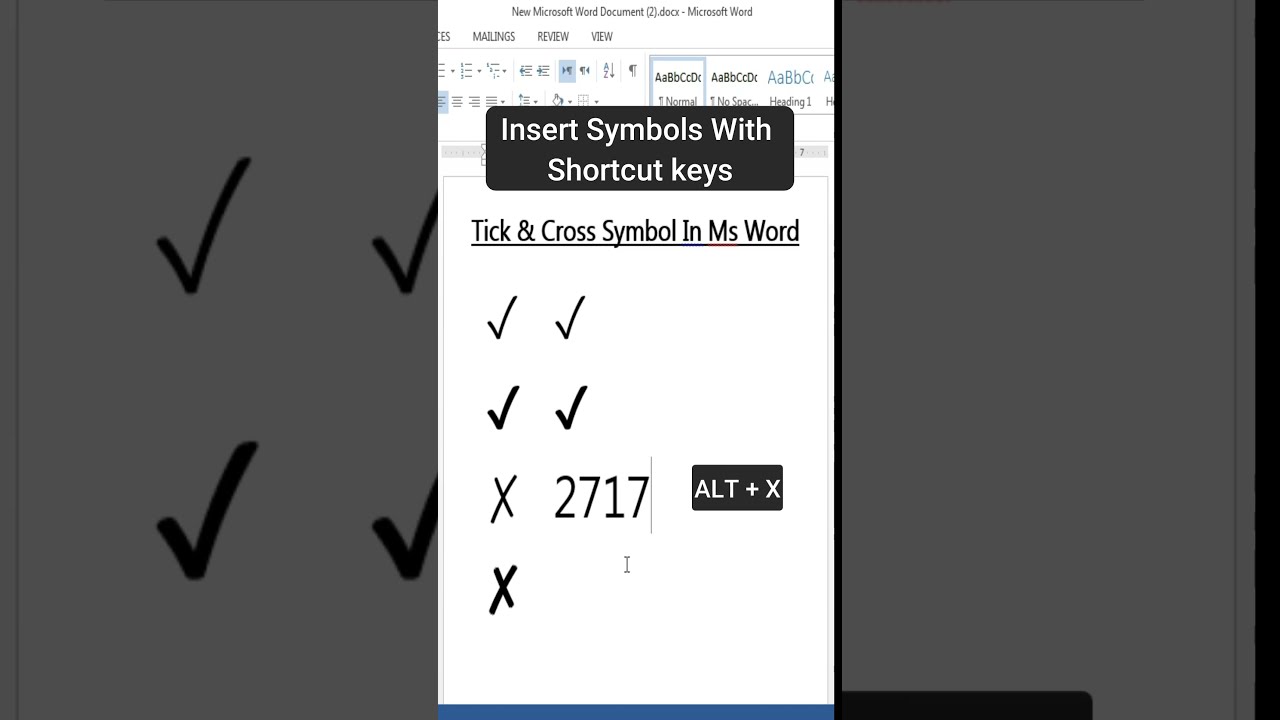 tick and cross symbol in ms word check mark in ms word #shortsvideo