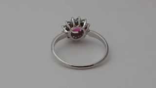 0.65 Ct Natural Pink Tourmaline \u0026 Diamond Engagement Ring 14k White Gold