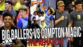 Big Ballers DOUBLE OT REMATCH vs COMPTON MAGIC! LaMelo IMPRESSES Lonzo & Swaggy P!