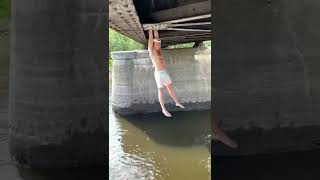 Making a rope swing on a bridge￼! #shorts