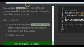 Passing Values to Functions with Arguments, freeCodeCamp Basic Javascript