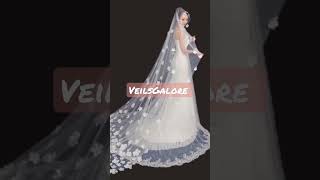 Tulle cathedral veil w/ flower embroidery #cathedralveil #bridalveil #weddingveil