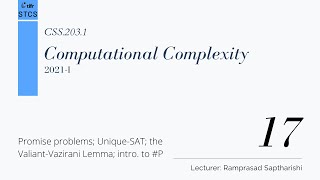 [CSS.203.1] Computational Complexity - Lecture 17
