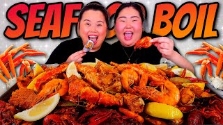 Giant King Crab Seafood Boil + Giant Shrimp + Snow Crab + Mussels + Sausage Mukbang 먹방 Eating Show!