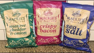 Mackie’s of Scotland Potato Crisps: Mature Cheddar \u0026 Onion, Crispy Bacon and Sea Salt Review