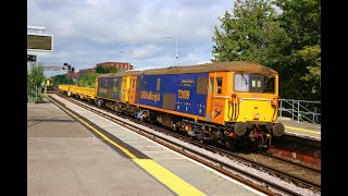 73109 \u0026 73128 pass Basingstoke on 6Y48 with 3 x FEA-W Wagons   19/06/23