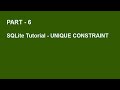 SQLite Tutorial Part 6  -  UNIQUE Constraint