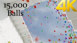 [4K 60Fps] 15,000 Balls on Stairs | Blender Rigid Body Simulation
