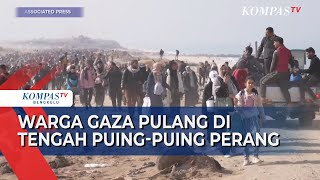 Momen Warga Palestina Pulang Jalan Kaki Lewati Puing-Puing Perang usai Gencatan Senjata Israel-Hamas