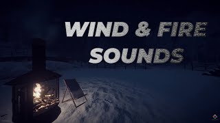 Snowstorm during the night with Outdoor Wooden Stove |  Heavy Blizzard |  Wind & Fire Sounds
