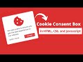 How to create Cookie Consent Box using HTML, CSS, and Javascript | Cookie Consent | InCoder