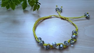 DIY Macrame Bracelet With bicone crystal Beads | Macrame Bracelet Tutorial♥️