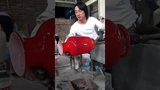 Making a blood-red glazed vase | Liulige #glass #blowing #liuli #fused #Crafts