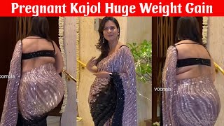 PREGNANT Kajol Huge Weight Gain, Flaunts her baby Bump at Manish Malhotra's Diwali Party