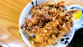 飯テロ4K🔥天丼 ＠ 柳橋一八｜Bowl of rice topped with deep fried shrimp｜炸蝦天婦羅蓋飯