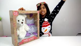 Make a Teddy Bear Toy Surprise Unboxing and Playtime | Little Girl Building a Cuddly Teddy