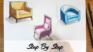 How to Draw Chairs in Two point perspective | Step By Step