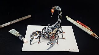 Drawing a 3D Scorpion | How to Draw | Very Cool 3D Art