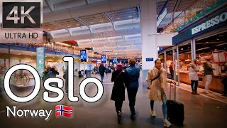 👣Walk with Me in Norway | 🚂Oslo Central Station (sentralstasjon)🚂 | 4K experience | Autumn 2023👣