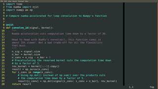 Implement 1D convolution, part 2: Comparison with NumPy convolution()