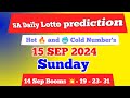 Sa daily lotto prediction for 15 Sep 2024 | South Africa daily lotto Prediction