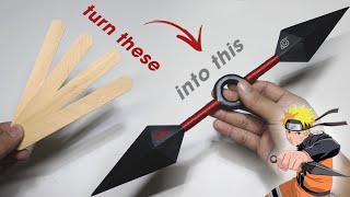 How to make Popsicle Sticks Double Bladed Kunai WITHOUT Powertools - EASY DIY | FREE TEMPLATE