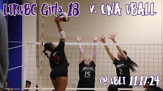 LIKVBC Girls 18 (S) v UNA Ball @ VBLI 11.17.24