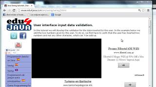 User interface input data validation Java Swing Video Tutorial 2 in English