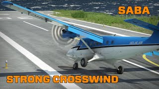 Saba | Dangerous crosswind | Landing | DHC-6-300