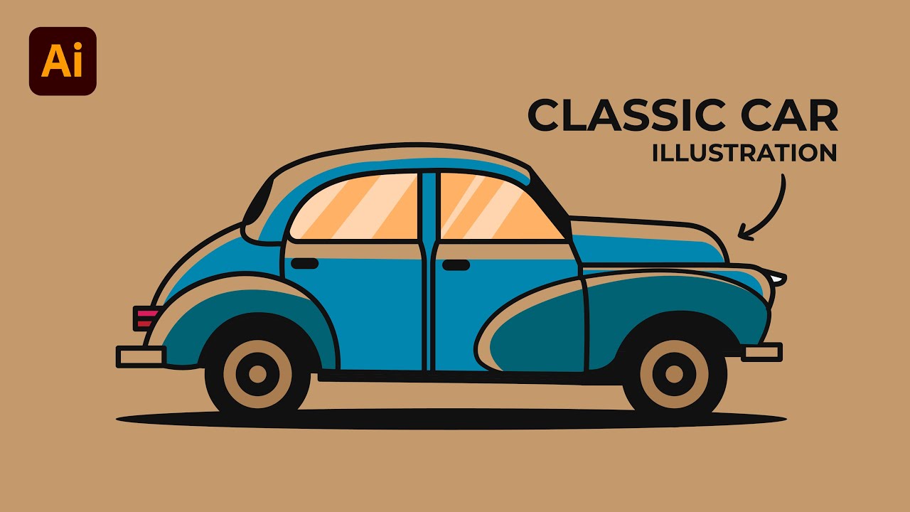Adobe Illustrator Tutorial Draw Classic Car Vector Flat Design