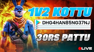 💸1V2 KOTTU  30RS PATTU  FREE FIRE GIVEAWAY 💎❤| FF Live Telugu Hindi| nonstop Rooms