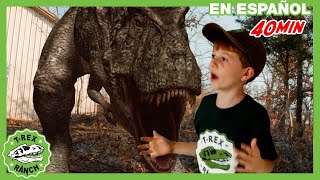 Parque de T-Rex | T-Rex Gigante Persigue Ranger que Descubre Huevos con Juguete Nerf