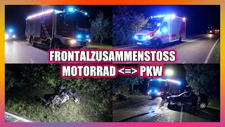 🏍 KRAD CONTRA PKW = FRONTALZUSAMMENSTOSS 🚑🚔🚒[Tödlicher Unfall] - Feuerwehr Hattenhofen im Einsatz [E