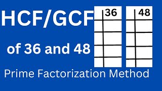 HCF of 36 and 48 l Prime Factorization Method