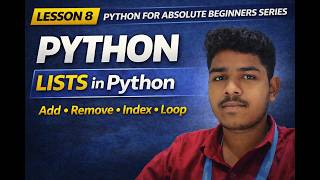 Python Lists Tutorial for Beginners Lesson 8 Python for AbsoluteBeginners SeriesLists inPython Hindi