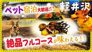 【ペット大歓迎の軽井沢宿】軽井沢ジャルディーノの愛犬と食べれる絶品フルコース…！✨【大型犬OKドッグラン付】